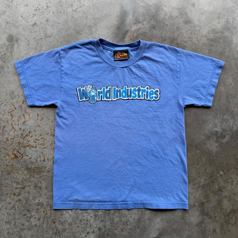 World Industries Wet Willy Blue Graphic T-Shirt Kids Size M Skateboarding Tee